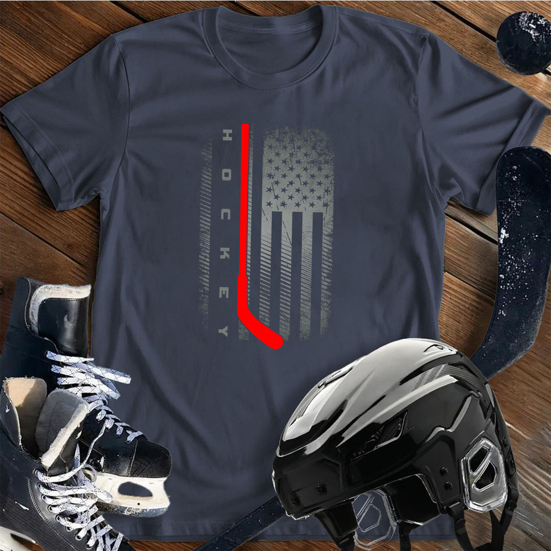 American Flag Play Hockey T-Shirt