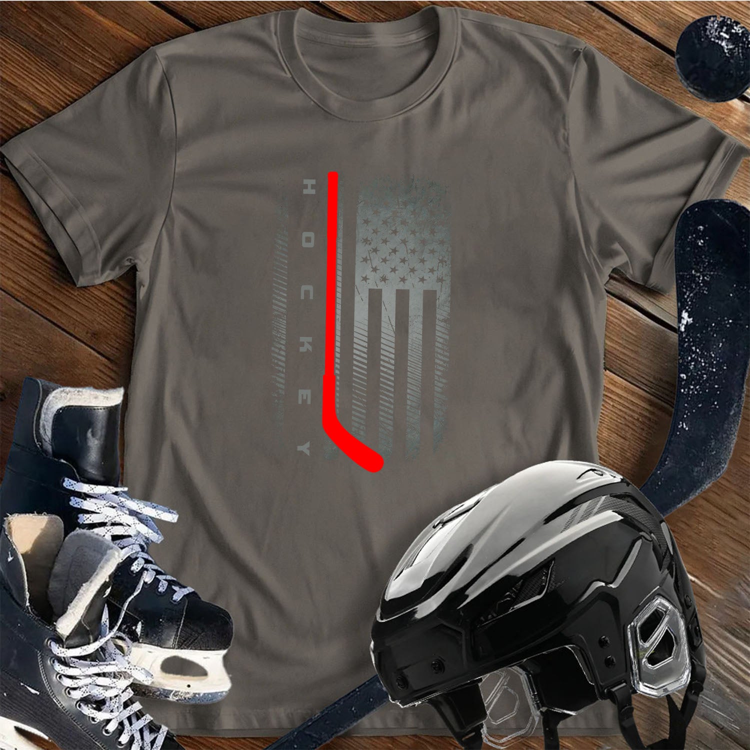 American Flag Play Hockey T-Shirt
