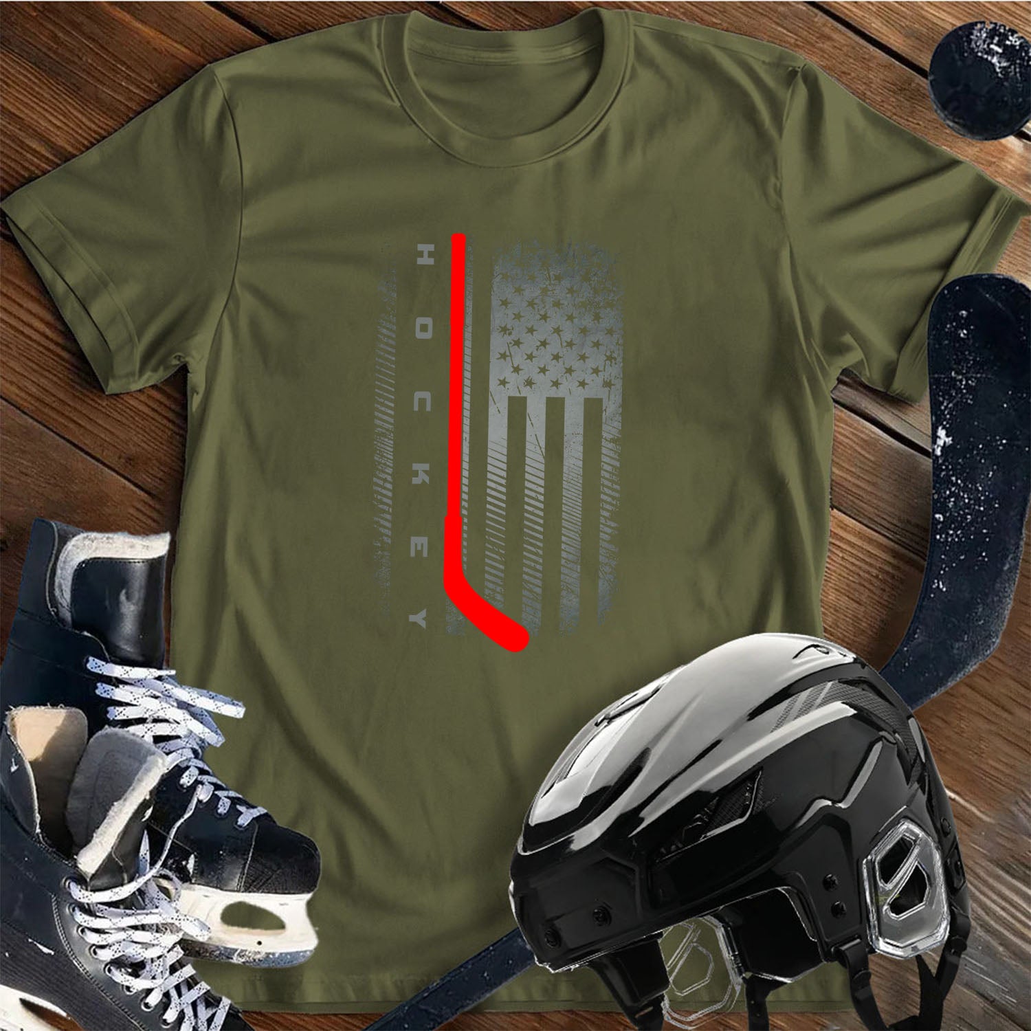 American Flag Play Hockey T-Shirt
